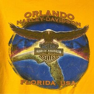 Harley Davidson men’s long sleeve shirt yellow Florida Orlando eagle